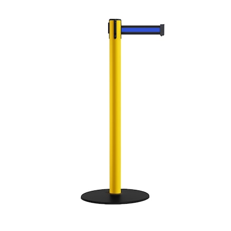 Montour Line Stanchion Belt Barrier Yellow Post Low Base 13ft. Black/Bl HL Belt S400-YW-BBH-130
